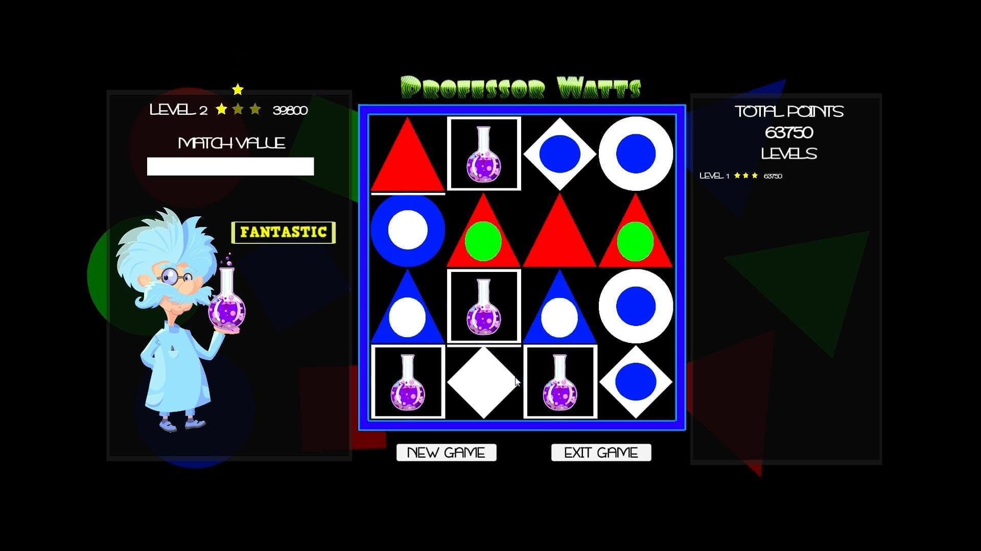 Professor Watts Memory Match: Shapes And Colors
