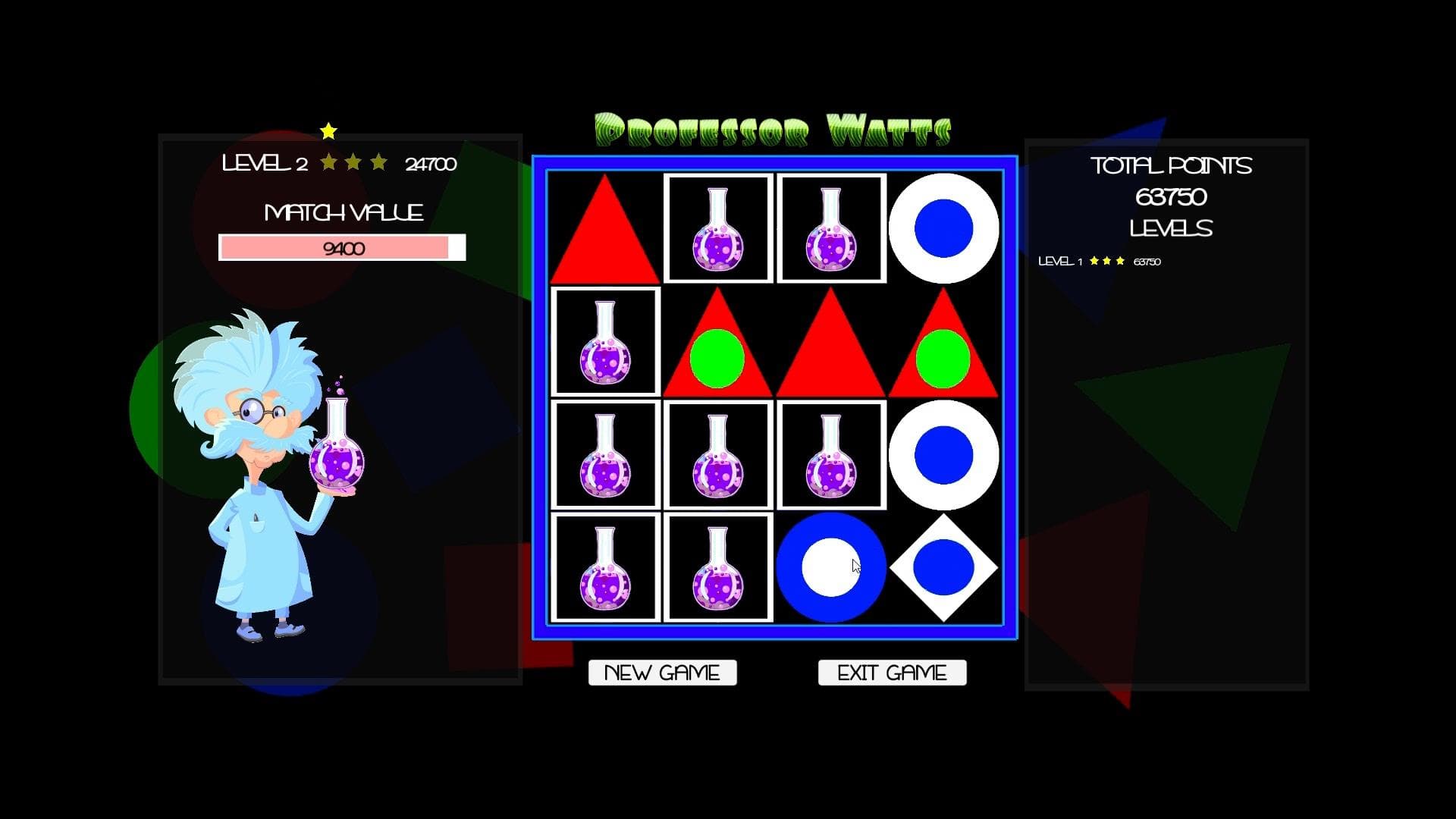 Professor Watts Memory Match: Shapes And Colors