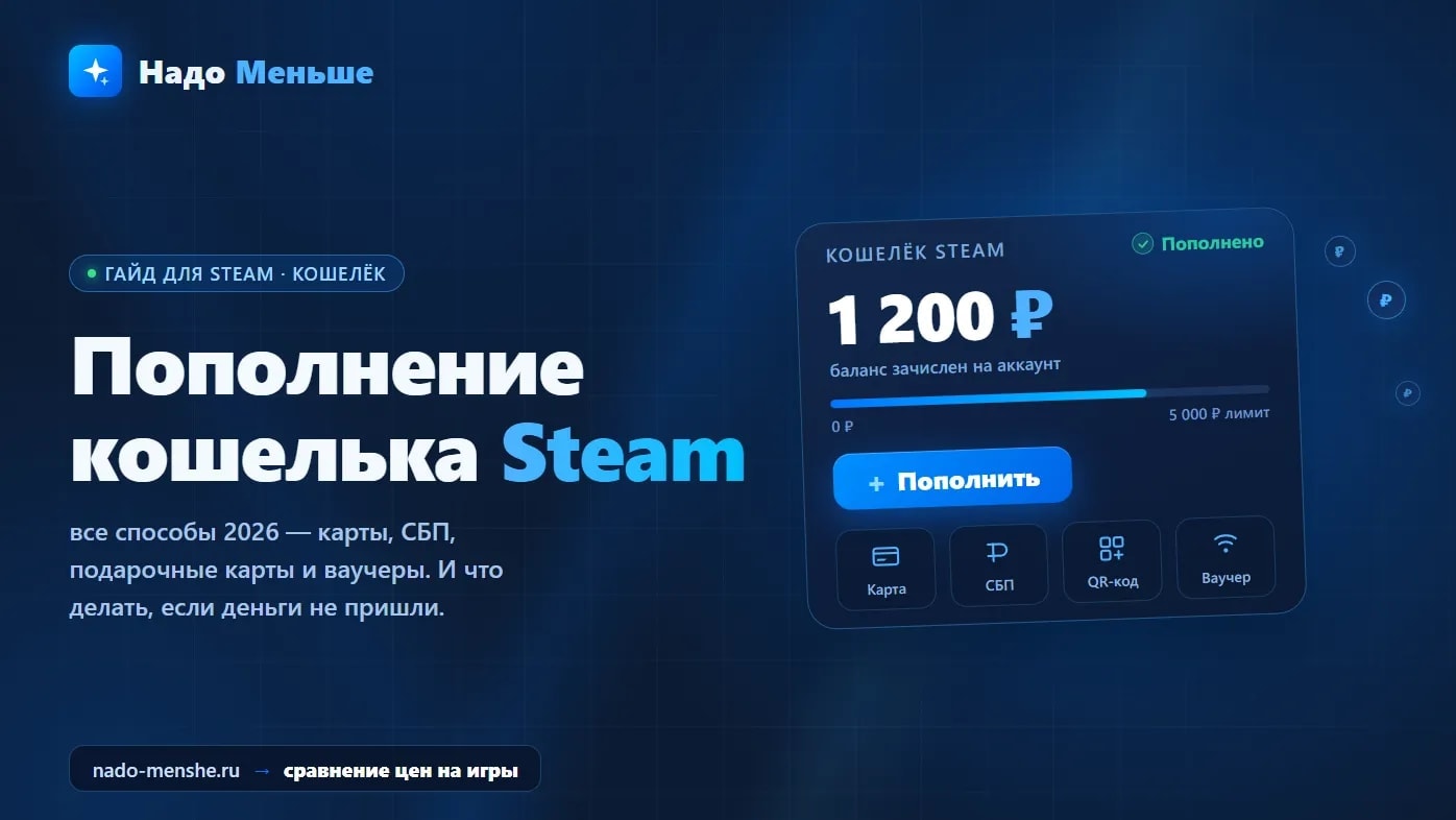 Пополнение кошелька Steam: все способы 2026